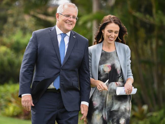 Australian prime minister Scott Morrison with NZ counterpart Jacinda Ardern, who dined at La Rosa last month. Picture: James D. Morgan