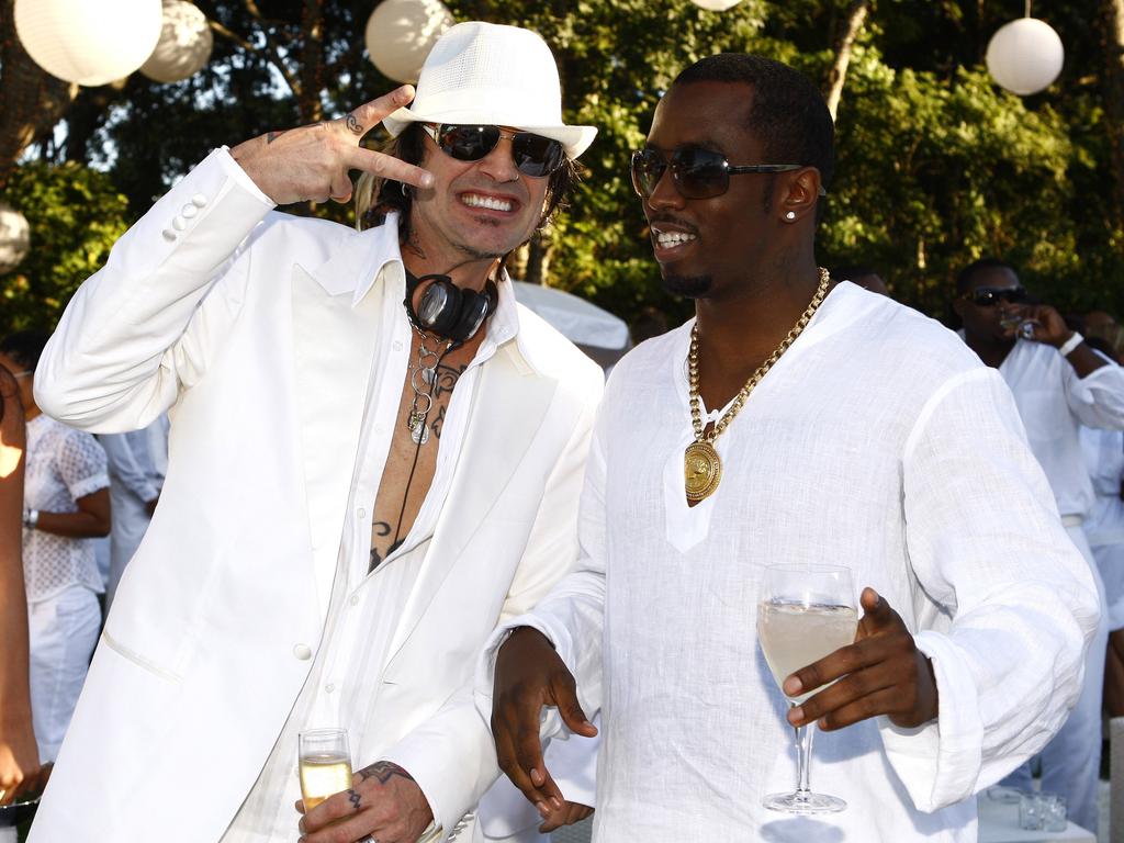 Sean "Diddy" Combs and Motley Crue drummer Tommy Lee at the mogul’s White Party in 2007. Picture: Getty Images for CP