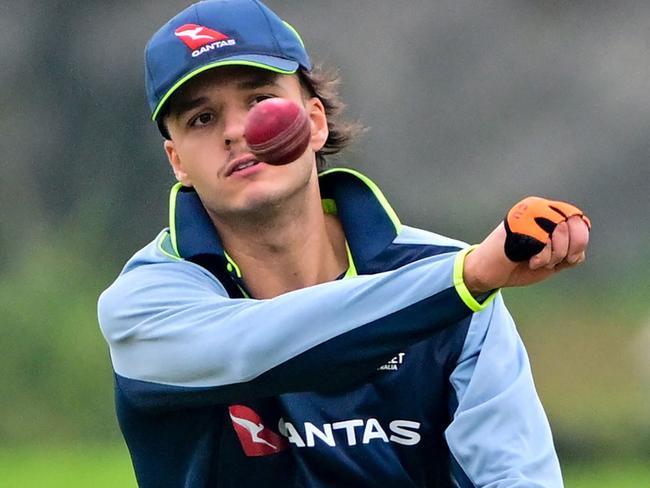 Australia's Sam Konstas attends a practice session at the Galle International Cricket Stadium in Galle on January 27, 2025 ahead of their first Test cricket match against Sri Lanka. (Photo by Ishara S. KODIKARA / AFP)