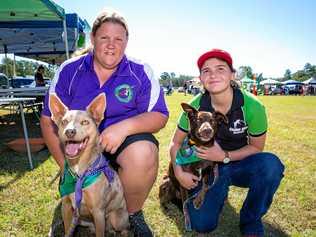 Curra Community Hall - Sam Dobson and Ash (puppy), Emily Ward and Lass (puppy). Picture: LEEROY TODD