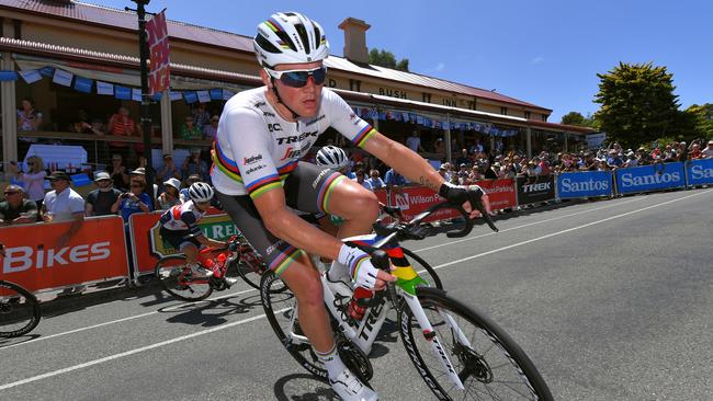 Denmark’s Mads Pedersen, riding for Trek-Segafredo, was pivotal to teammate Richie Porte’s Tour Down Under victory on Sunday. Picture: Tim de Waele/Getty Images