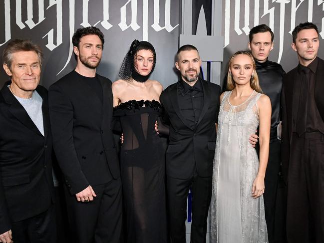 Willem Dafoe, Aaron Taylor-Johnson, Emma Corrin, Robert Eggers, Lily-Rose Depp, Bill Skarsgard and Nicholas Hoult star in Nosferatu. Picture: Getty Images