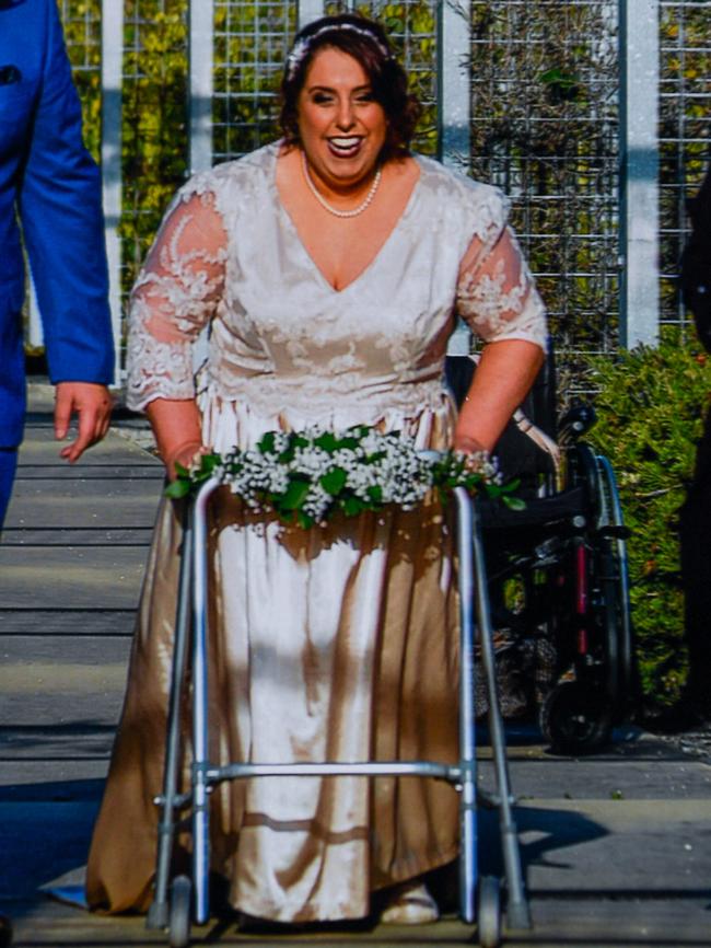 Leah Byrne proudly walked down the aisle on her wedding day.