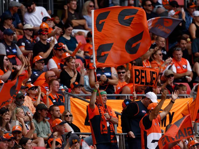 Giants fans at Opening Round. Picture: Michael Willson/AFL Photos via Getty Images.