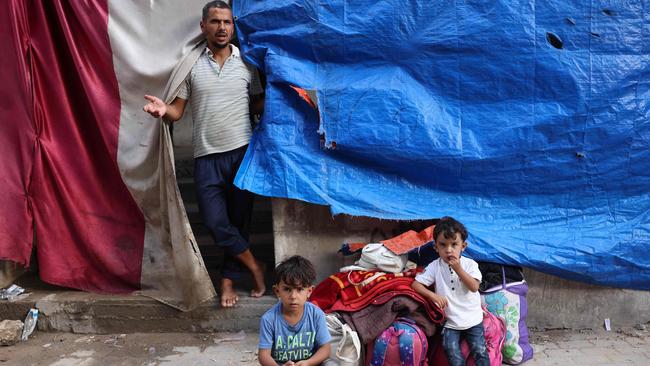 A displaced family at a shelter in the Nuseirat camp. Picture: Bashar Taleb/AFP