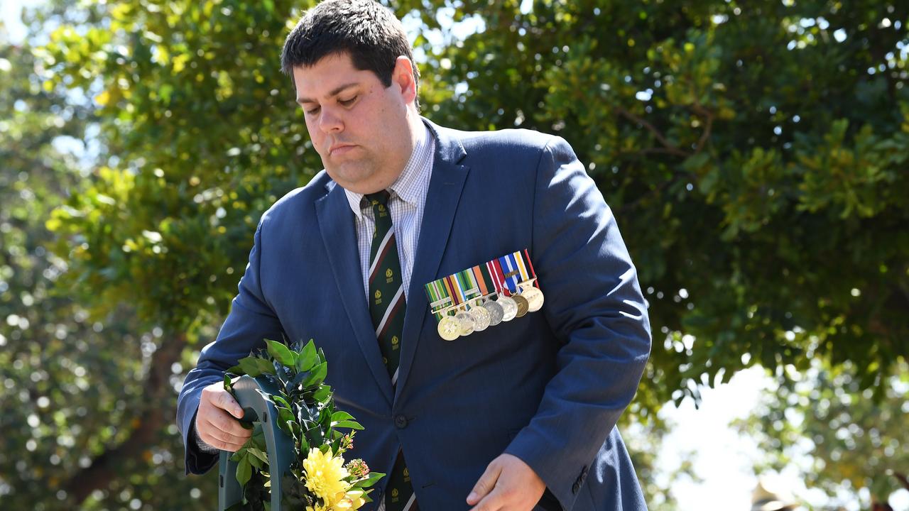 Vietnam Veterans Day at Cotton Tree Park.Brent Mickelberg prepares to lay a wreth.