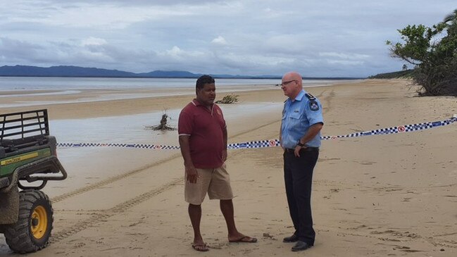 Cape York Inspector Mark Henderson with Lockhart River Mayor Wayne Butcher at the scene.