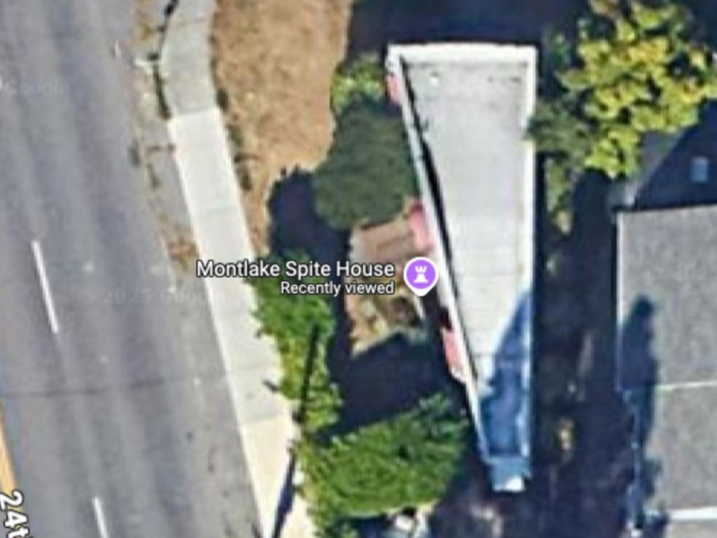 The dwelling is understood to have been built on a tiny parcel of land by a woman seeking revenge on her former husband, who owned the home next-door. Picture: Realtor
