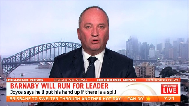 Barnaby Joyce on Sunrise this morning. Picture: Seven