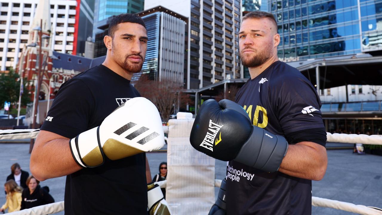 Australian heavyweight stars Justis Huni and Joe Goodall will hit the scales on Tuesday. Photo: Getty Images