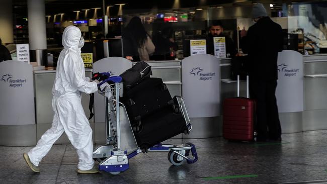 Passengers at Frankfurt International Airport in Frankfurt am Main, western Germany, over the weekend. Picture: AFP