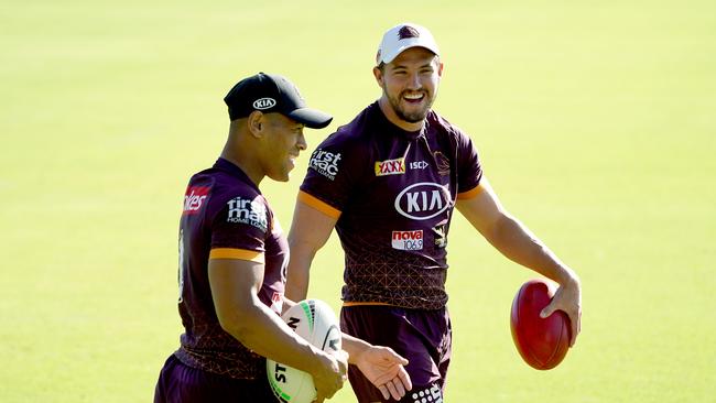 Corey Oates (R) is set to be switched to the forward pack. Picture: AAP