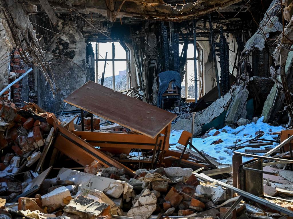 A damaged building at Kharkiv University in Kharkiv. Picture: AFP