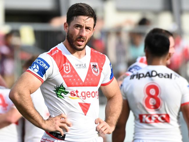 CAIRNS, AUSTRALIA - AUGUST 12: Ben Hunt of the Dragons looks on during round 24 NRL match between South Sydney Rabbitohs and St George Illawarra Dragons at Barlow Park on August 12, 2023 in Cairns, Australia. (Photo by Emily Barker/Getty Images)