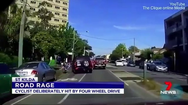 Shocking footage of Melbourne cyclist being run off the road (7 News Melbourne)