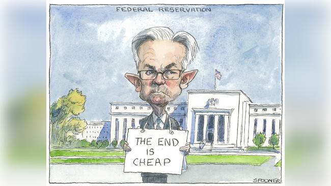 Federal Reserve chair Jerome Powell. Illustration: John Spooner.