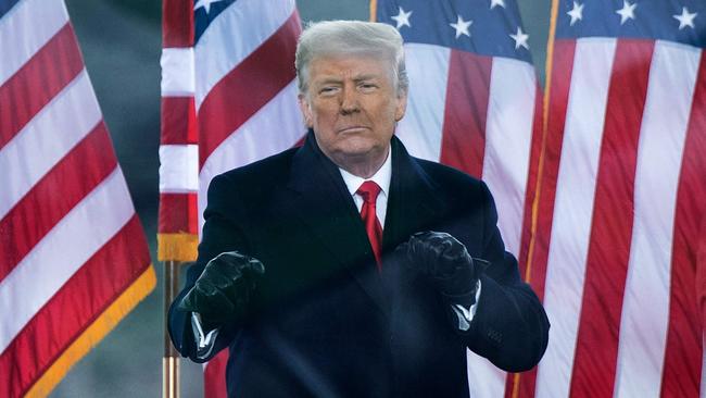 Donald Trump at the rally before his supporters stormed the US Capitol. Picture: AFP