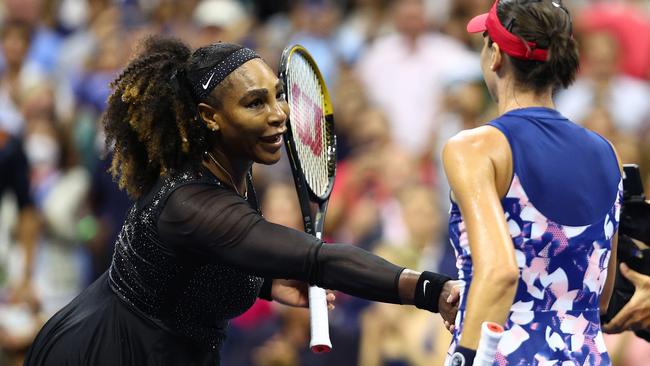 Serena Williams of the United States shakes hands with Australia’s Ajla Tomlijanovic