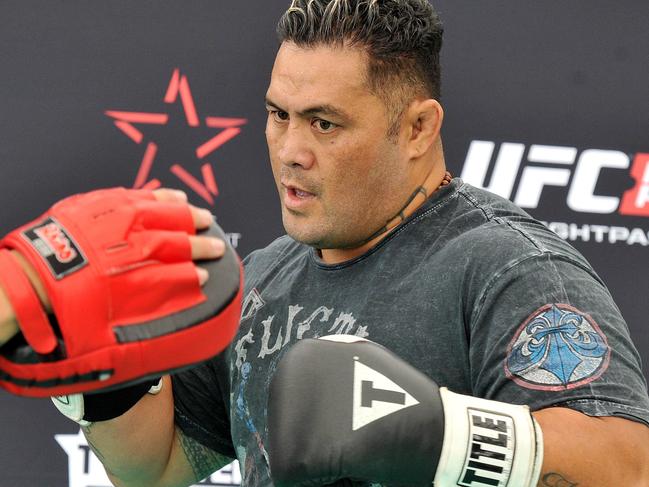 2/3/15 The UFC is in town for a press conference with its two main event fighters for the show here in May. Aussie Mark Hunt and Yank Stipe Miocic are the blokes fighting. Aussie Mark Hunt in action. Picture Roger Wyman