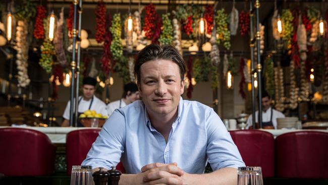 Jamie Oliver in his Adelaide restaurant, Jamie's Italian. Picture: Matt Turner