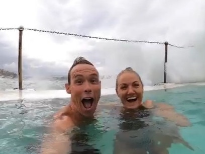 Lifeguard Andrew Reid was in the Bondi Junction Westfield during the multiple stabbing attack and tried to help at least one victim. Mr Reid is pictured here with Ashlee Good in 2020, who died in the attack.