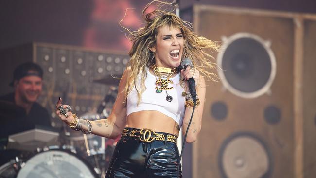 The photo was taken just days before Miley Cyrus took to the stage at the Glastonbury Festival, where she dropped hints that their marriage was in trouble. Picture: Leon Neal