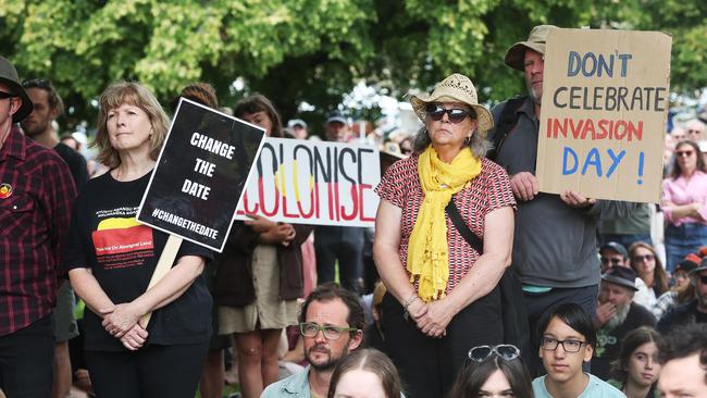 Change the Date/Invasion Day rally on Parliament Lawns, Hobart. Picture: Nikki Davis-Jones