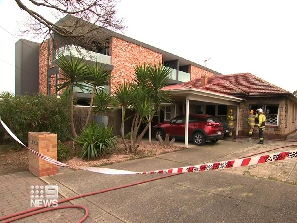 A mother and daughter have escaped a dramatic electric bike explosion. Picture: Nine News.