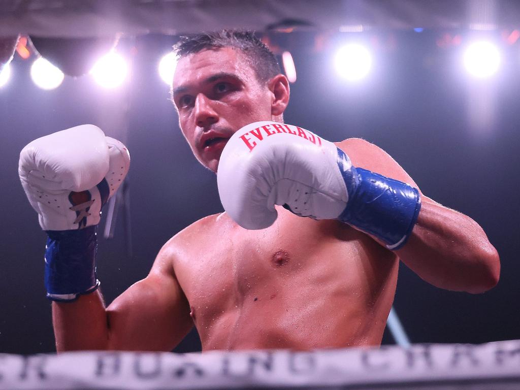 Tim Tszyu scored an exciting unanimous decision win over Terrell Gausha in his US debut. Picture: Adam Bettcher/Getty Images/AFP