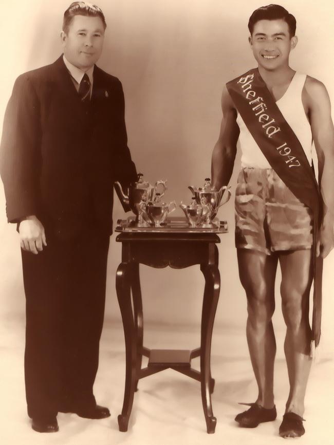 Bay Sheffield 1947 winner Riley Wing, with sprint coach Ern Holder, will be inducted into the Bay Sheffield Hall of Fame.