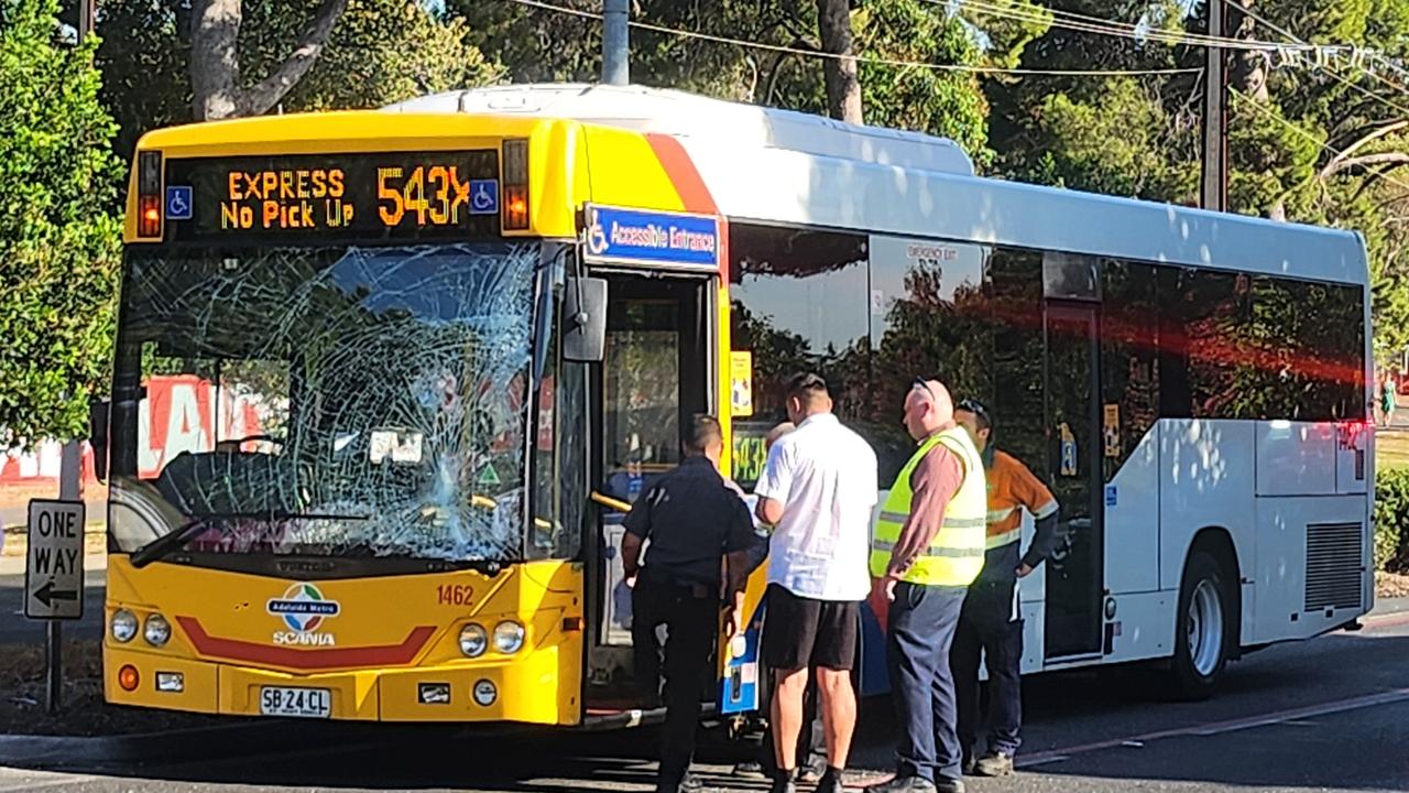 Emergency services are at the scene of a crash where a person has been hit by a bus during Friday morning’s peak hour., Just after 8.45am, emergency services were called to Hackney Rd, Hackney Picture: Dasha Havrilenko