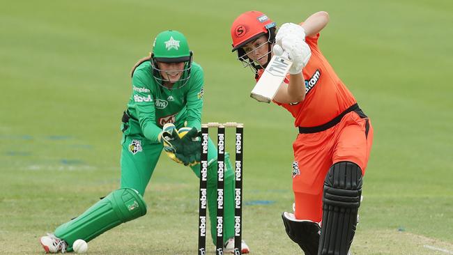 Heather Graham bats during the Women's Big Bash League WBBL match between the Perth Scorchers and the Melbourne Stars at Hurstville Oval, on November 17, 2020, in Sydney, Australia. (Photo by Mark Metcalfe/Getty Images)