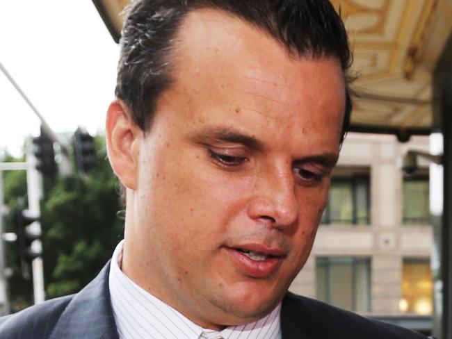 Scott Miller and girlfriend Michelle Callaghan outside Downing Centre Court, Sydney.