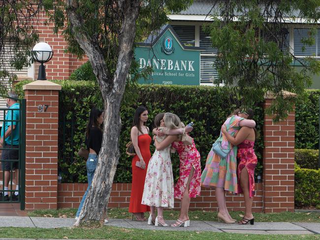 Mourners arrive at Danebank College ahead of Lilie James’ funeral. Picture: NCA NewsWire / Flavio Brancaleone