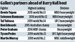 Paul Gallen's sparring partners ahead of his bout with Barry Hall.