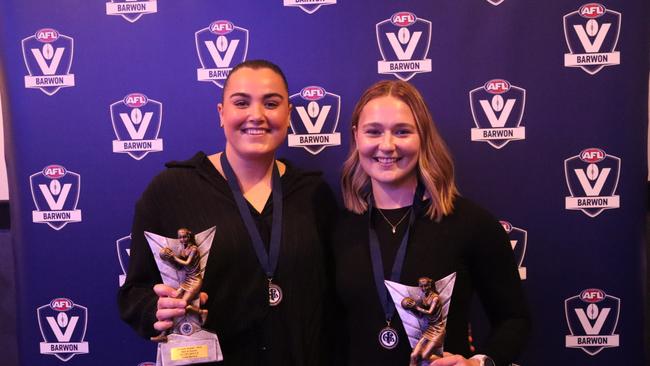 South Barwon's Ellen Doyle and Colac's Eliza tied for the A-Grade best-and-fairest. Picture: AFL Barwon