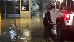 The Hilton Hotel car park has been "flooded" after its fire sprinklers were set off.