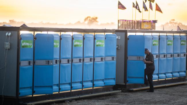 Portaloo toilets … never fun. Picture: James Gourley/Getty