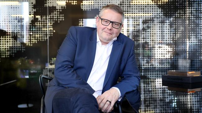 Jeromy Wells CEO of Whispir in his Melbourne office. Picture: David Geraghty for The Australian.