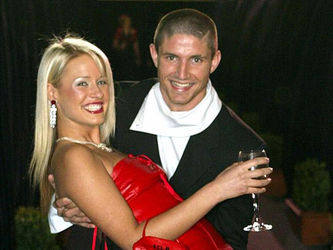 D/IFootballer Brodie Holland with Sarita Stella at Brownlow Medal presentation at Colonial Stadium 23 Sep 2002.