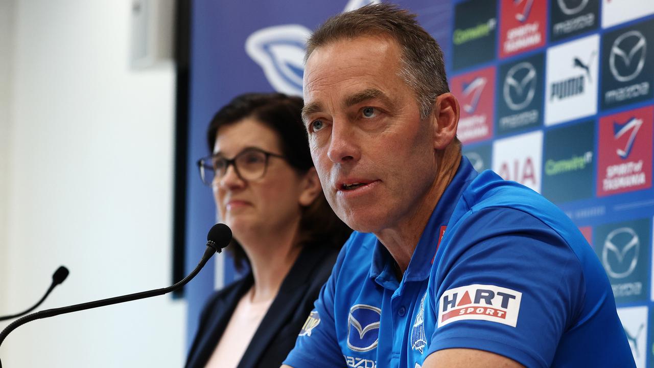 North Melbourne president Dr Sonja Hood faced the media at Arden Street with Alastair Clarkson in August. Picture: Michael Klein