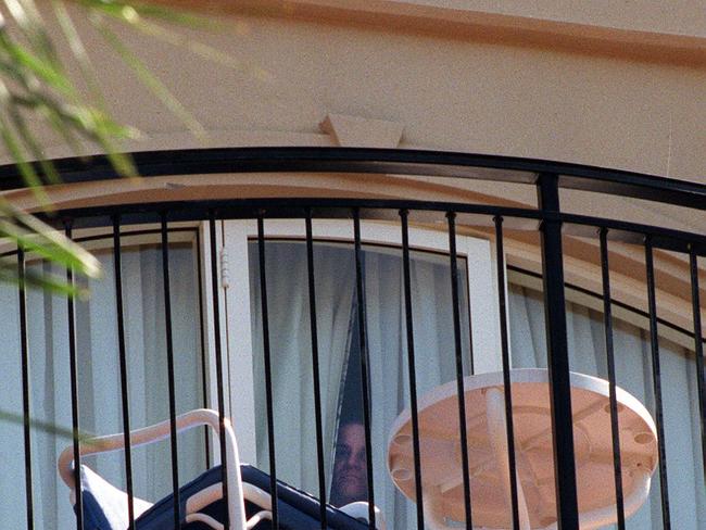 Balcony of the room inside the Ritz Carlton Hotel in Double Bay, Sydney once occupied by aust rock singer Michael Hutchence.