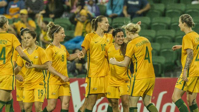 It was an easy night for the Matildas. (AAP Image/Tony McDonough)