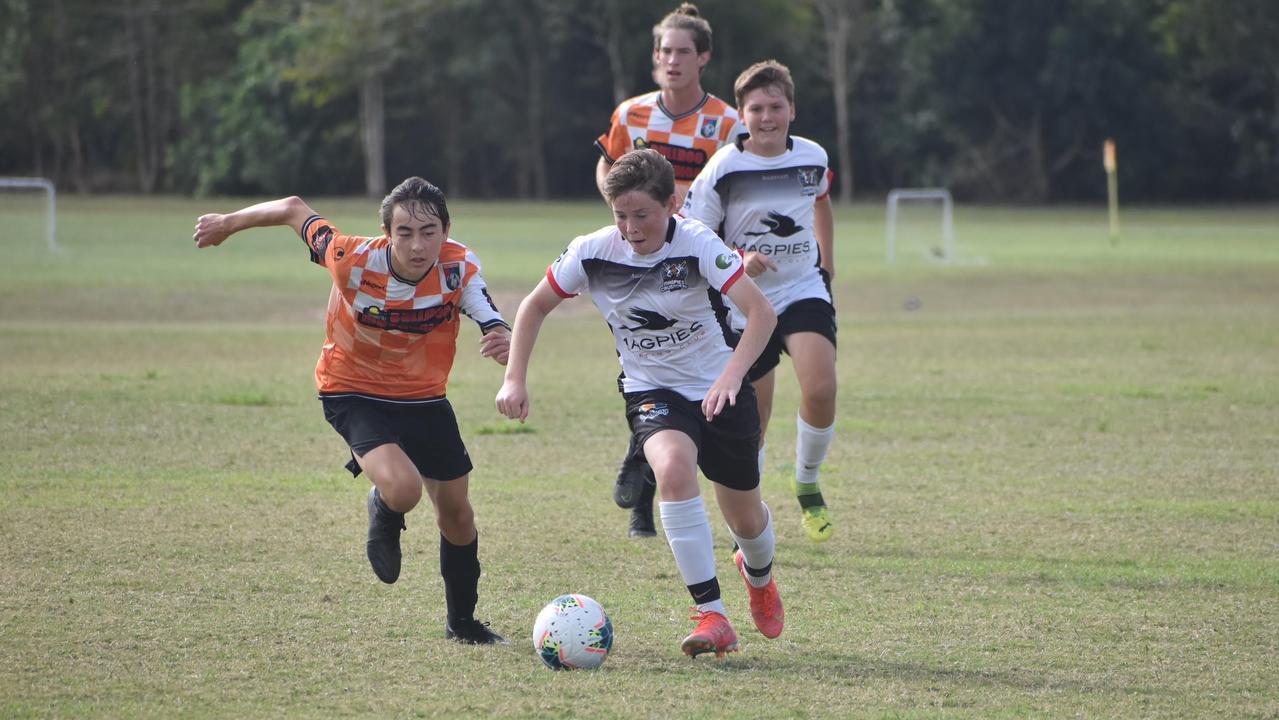 Nikolas Lampe in the Whitsundays and Magpies under-15/16s clash at the Mackay football fields, August 21, 2021. Picture: Matthew Forrest