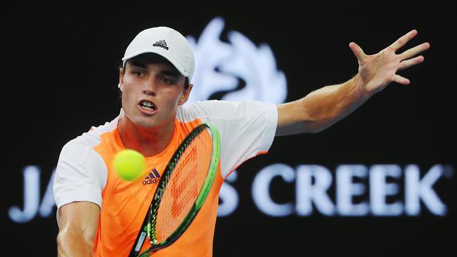 Australian Open Tennis. Day 2. Grigor Dimitrov vs Chris O'Connell. Chris O'Connell early 1st set. Pic: Michael Klein