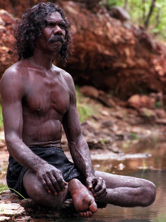 David Gulpilil at a waterhole near his home in Arnhem Land.