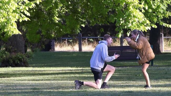 Richmond Tigers star Tom Lynch proposes to new fiance Olivia Burke. Picture: Instagram