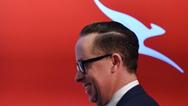 QANTAS Group CEO Alan Joyce speaks to the media as QANTAS Group deliver their full year results in Sydney, Thursday, August, 22, 2019. (AAP Image/Dean Lewins) NO ARCHIVING