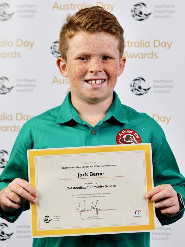 Northern Beaches Council's winner for the outsanding community service award, Jack Berne.