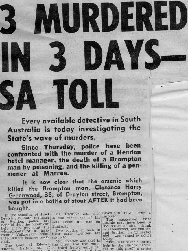 The poisoning murder of Clarence Greenwood as it was reported in the Sunday Mail in March, 1966.